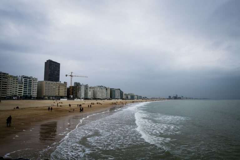 The beach and Albert I promenade at Ostend on the Belgian coast